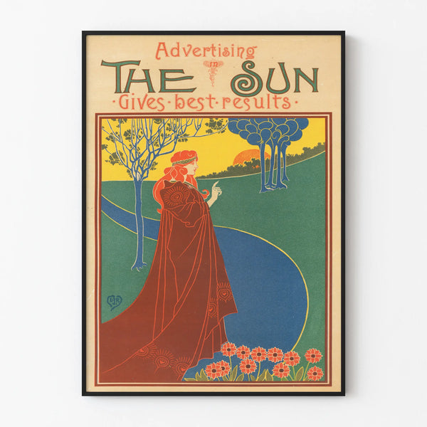 Vintage advertising poster The Sun in Art Nouveau style
