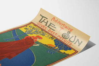 Vintage Advertising Poster Sun and Natural Landscape