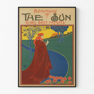 Vintage Advertising Poster Sun and Natural Landscape