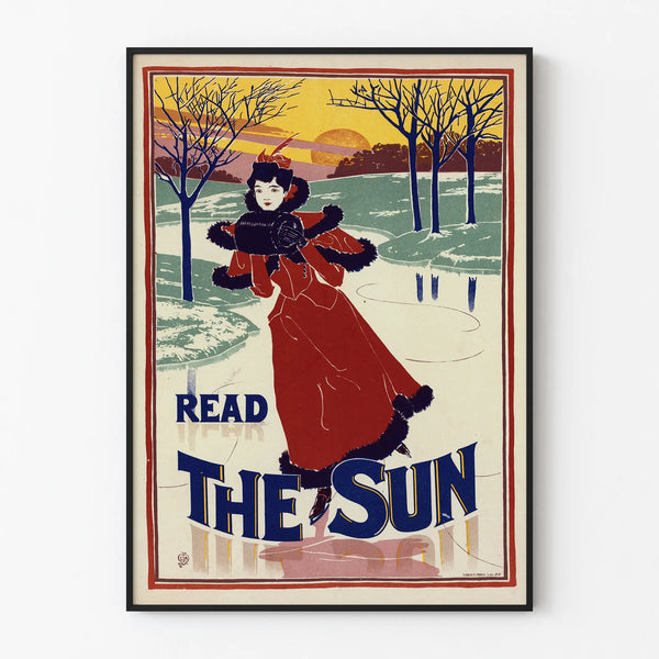 Vintage poster The Sun - Winter ice skating
