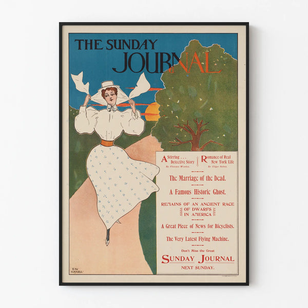 Vintage poster The Sunday Journal, Art Nouveau illustration