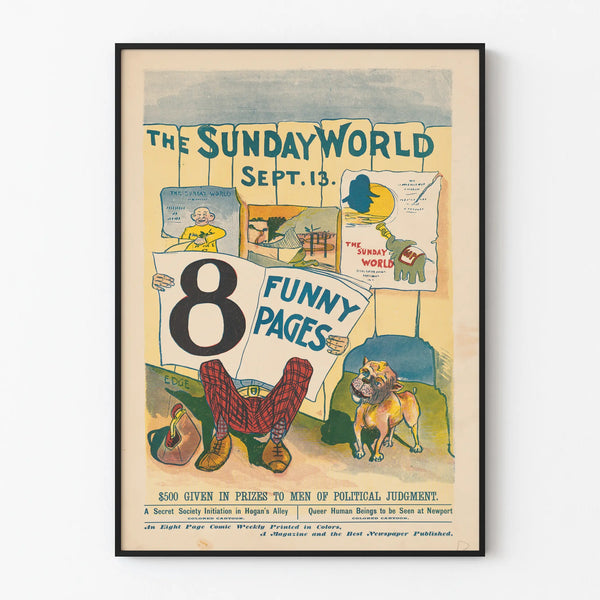 Vintage poster The Sunday World - Humorous wall decoration poster