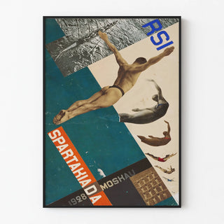 Vintage poster of diving at the Spartakiad Moscow 1928
