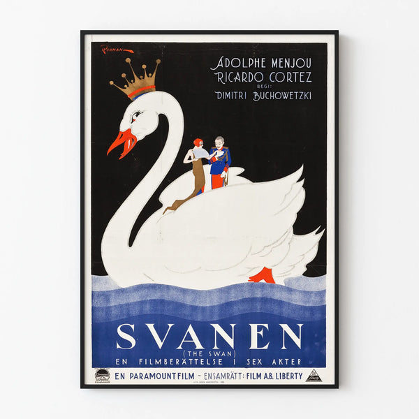 Vintage Film Poster The Swan with Royal Swan and Couple