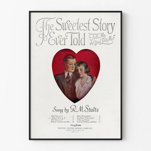 Vintage Poster The Sweetest Story Ever Told - Retro Romantic Wall Decoration