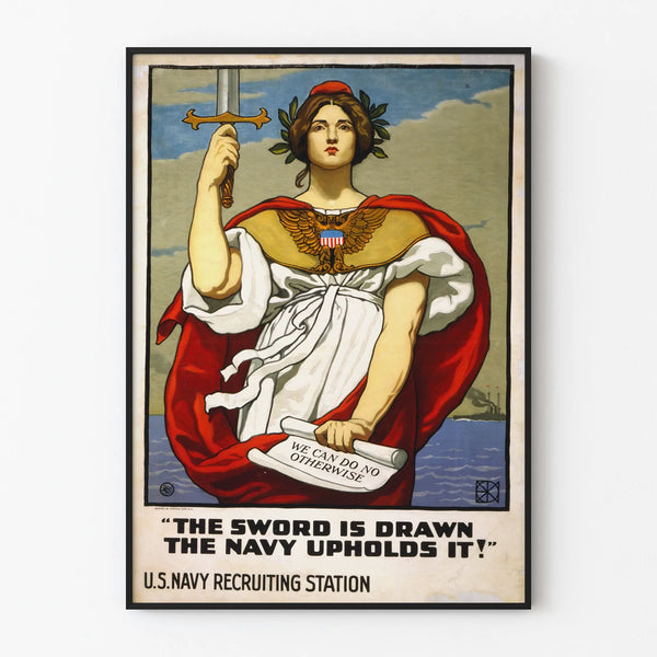 Vintage military poster « The Sword is Drawn » navy wall decoration