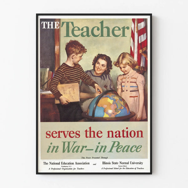 Vintage educational wall poster - The teacher at the service of the nation