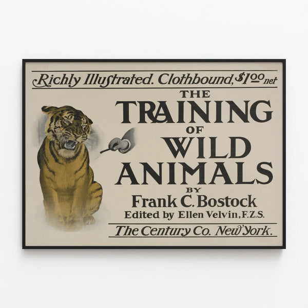 Vintage Poster The Training of Wild Animals - Retro Wall Decoration — framed artwork on a wall