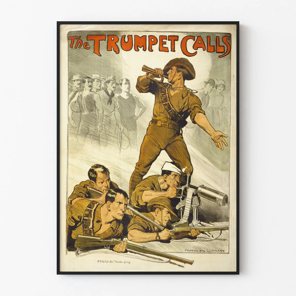 Vintage wall decoration poster The Trumpet Calls
