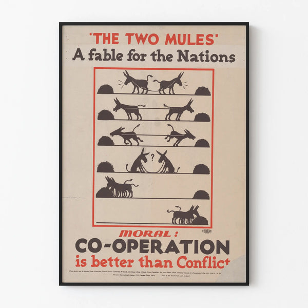 Wall Poster 'The Two Mules' - The Fable of Cooperation