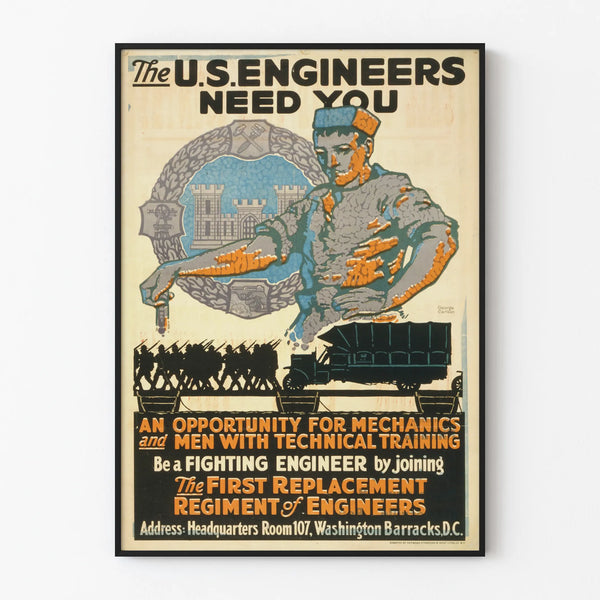 Recruitment Poster U.S. Engineers - Vintage Military Poster