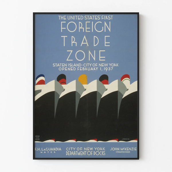 Vintage poster of foreign trade zone New York 1937