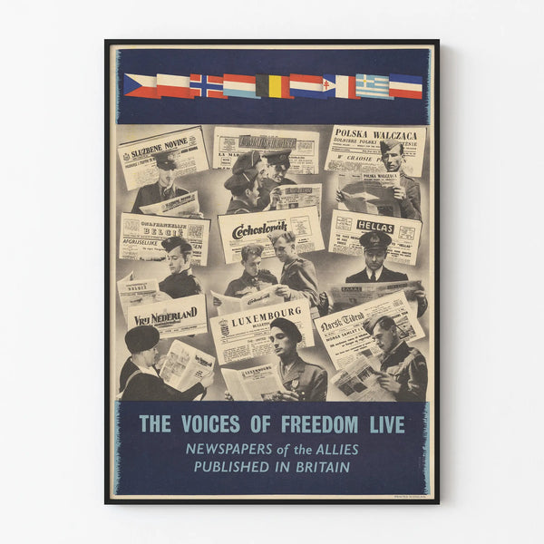 Vintage poster of Allied newspapers in Great Britain