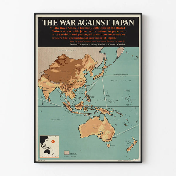 Vintage Poster War Against Japan - Asia-Pacific Strategic Map