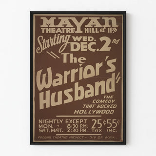 Vintage Poster for The Warrior's Husband Theater 1930s