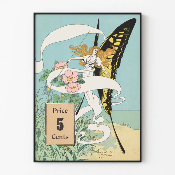 Art Nouveau Poster of The Waterbury Butterfly and Goddess