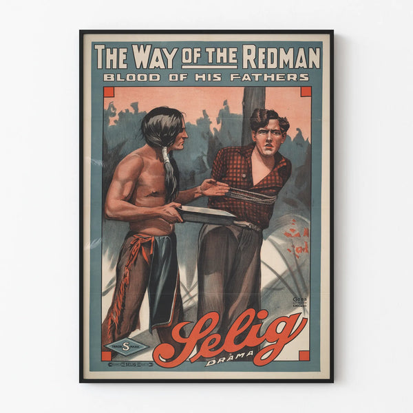 Vintage poster 'The Way of the Redman' - Dramatic cinema wall decoration