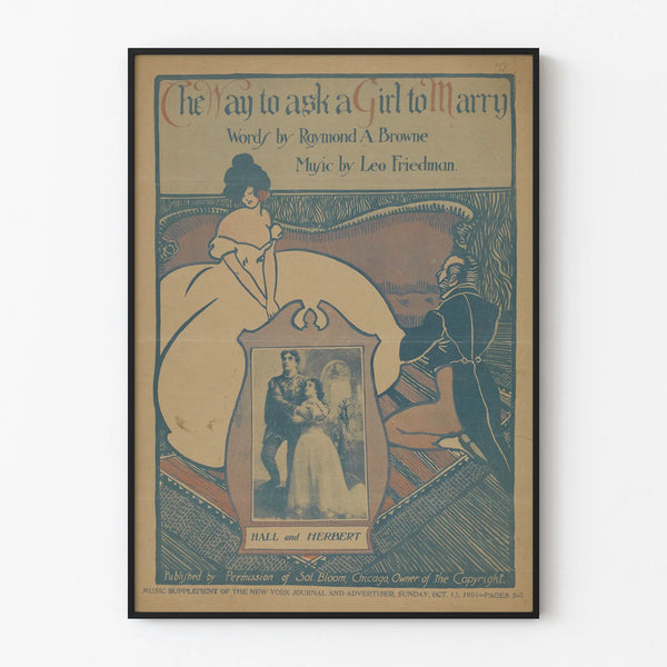 Vintage poster for wall decoration "The Way to Ask a Girl to Marry"