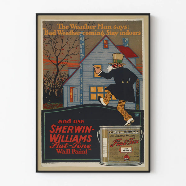 Vintage Sherwin-Williams Advertising Poster for Flat-Tone Wall Paint
