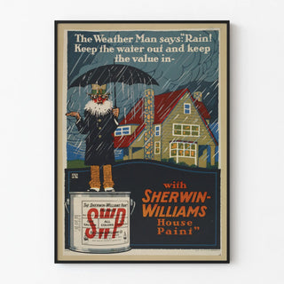 Vintage Sherwin-Williams poster for house paint - Rain protection