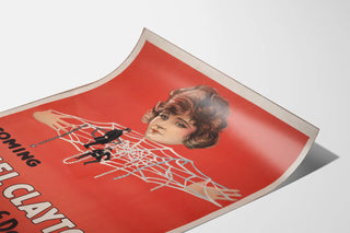 Vintage poster The Web of Desire with female portrait and spider webs