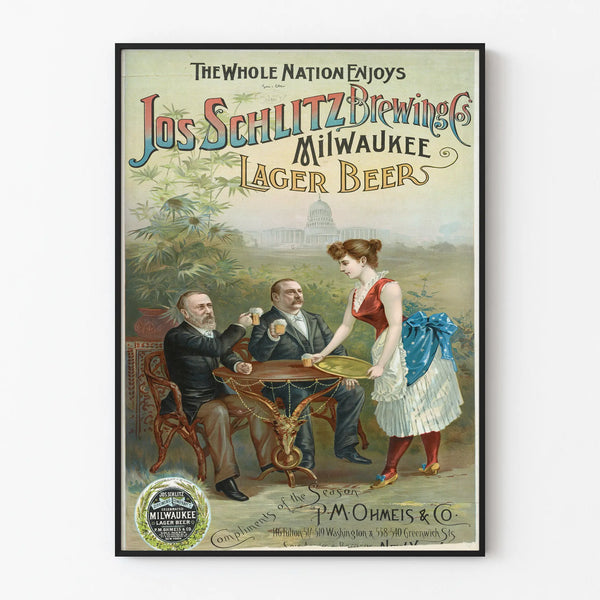 Vintage poster for Jos Schlitz Brewing Co. Milwaukee Lager Beer