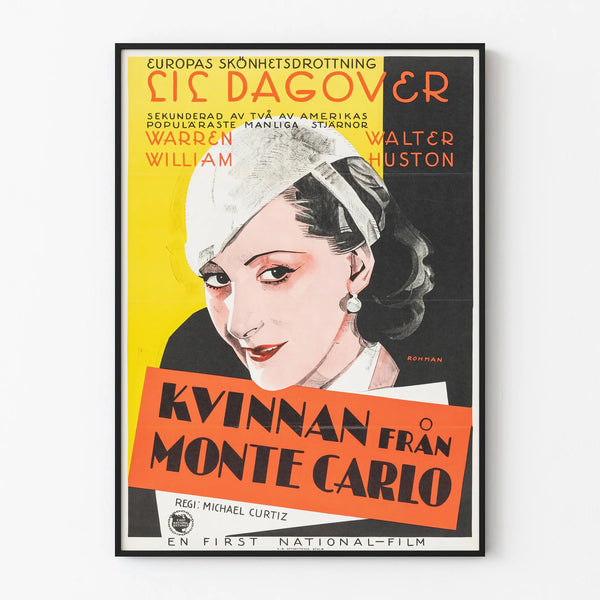 Vintage poster Kvinan from Monte Carlo - Retro cinema wall decoration