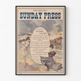 Vintage poster Philadelphia Sunday Press 'The Woman in the Dark'