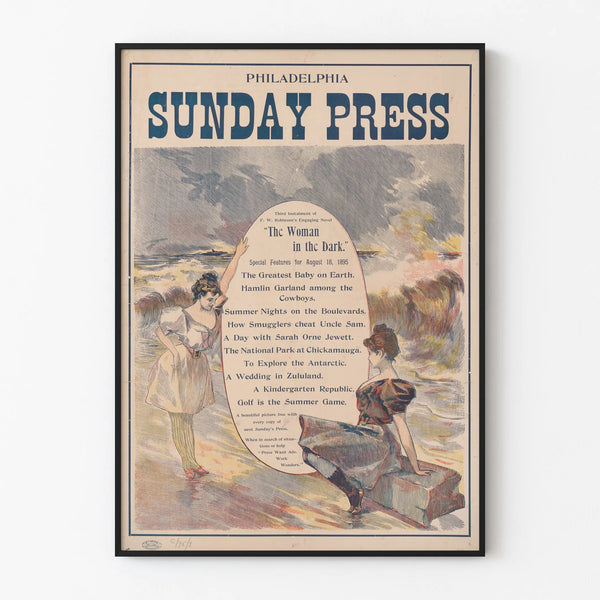 Vintage poster Philadelphia Sunday Press 'The Woman in the Dark'