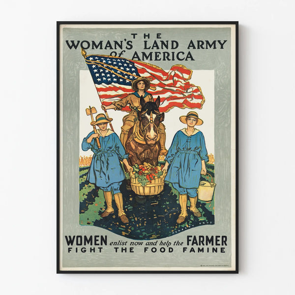 Vintage poster The Woman's Land Army of America - Patriotic wall decoration