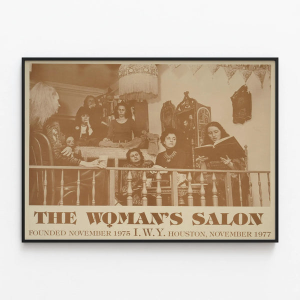 Vintage poster The Woman's Salon - Retro feminist wall decoration — framed artwork on a wall