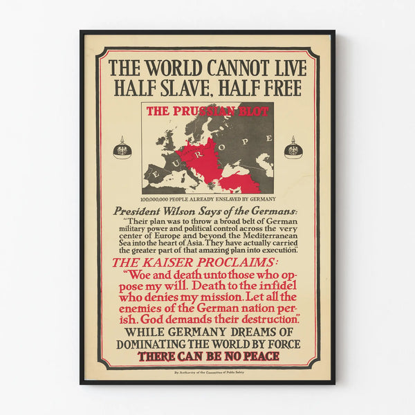 Vintage poster 'The World Cannot Live Half Slave Half Free' - Historical wall decoration