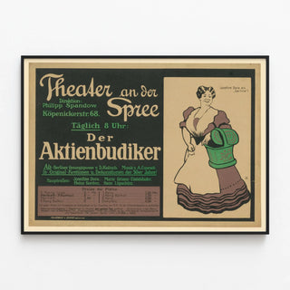 Vintage theater poster Der Aktienbudiker with Joséfine Dora — framed artwork on a wall