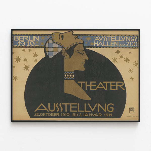 Vintage Theater Poster Berlin 1910 Decorative — framed artwork on a wall