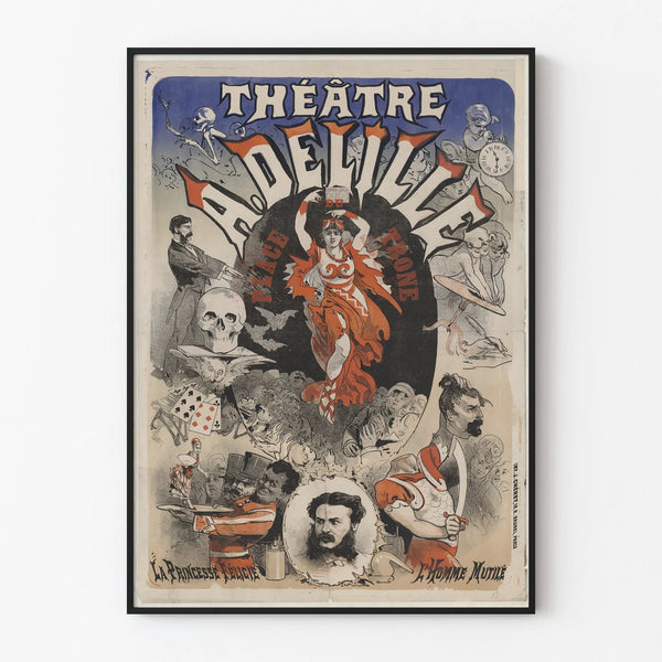 Vintage theater poster Théâtre A. Delille - La Princesse Félicie & The Mutilated Man