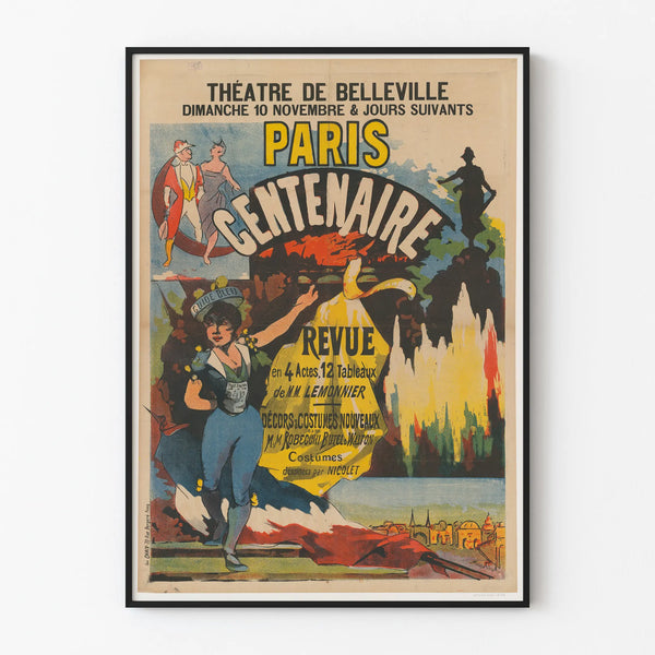 Vintage Poster of Belleville Theatre Paris Centennial Review