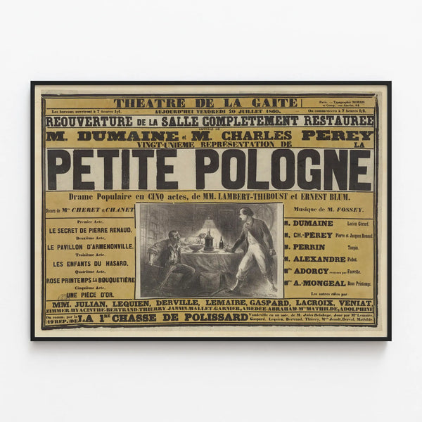 Theatre Poster Gaîté - Twentieth Performance The Little Poland — framed artwork on a wall