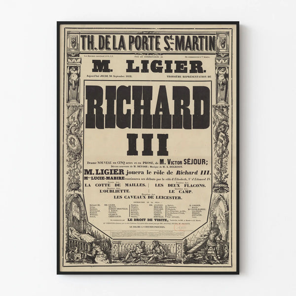 Vintage Richard III Theatre Poster - Historic Wall Decoration