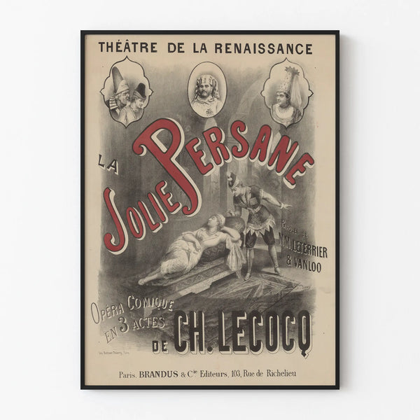Vintage poster of the Théâtre La Jolie Persane comic opera