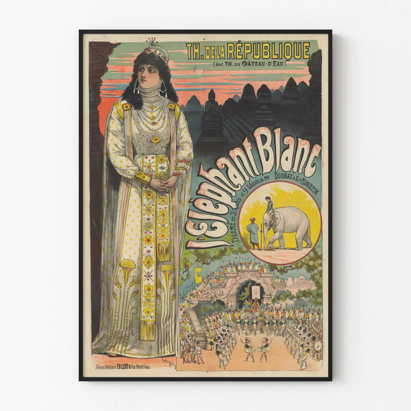Vintage theater poster L'Eléphant Blanc - Authentic wall decoration
