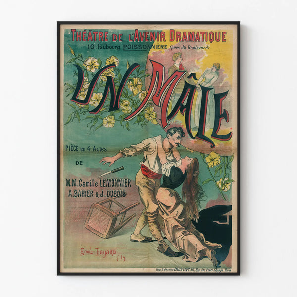 Vintage theater poster Un Mâle - Retro wall decoration