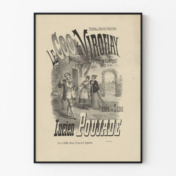 Vintage Poster of the Théâtre des Bouffes Parisiens Le Coq de Viroflay