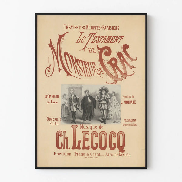 Poster for the Théâtre des Bouffes-Parisiens - The Testament of Monsieur de Crac