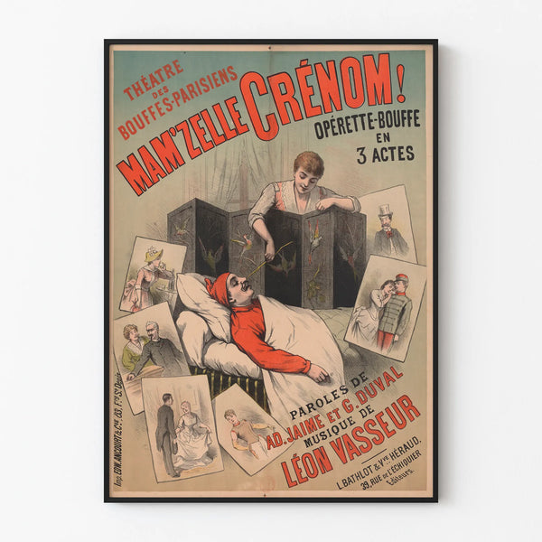 Theatre Poster Mam'zelle Crénom Operetta Burlesque in 3 Acts