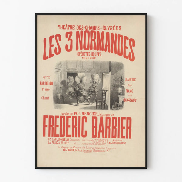 Vintage poster of the theater Les 3 Normandes - Retro wall decoration