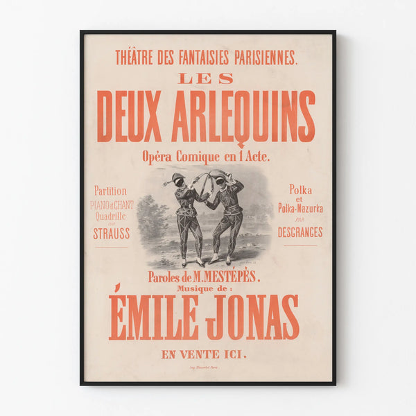 Vintage Wall Decoration Poster of the Theatre Les Deux Arlequins