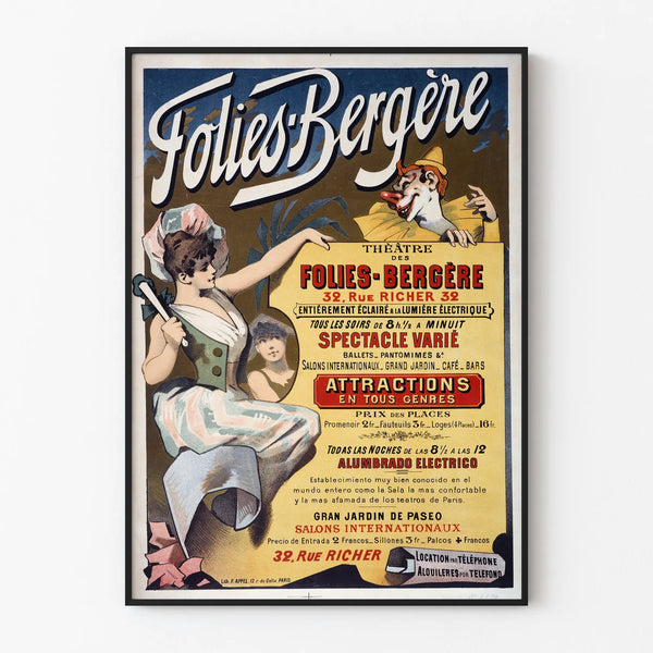 Vintage Paris Folies-Bergère Theater Poster - Wall Decoration