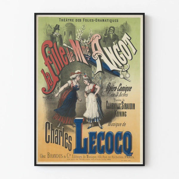 Vintage Wall Decoration Poster of the Theatre La Fille de Mme Angot