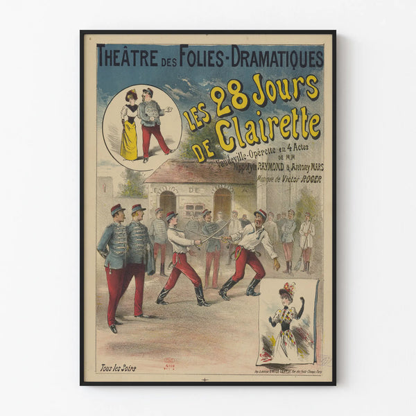 Vintage Poster of the Folies-Dramatiques Theater: The 28 Days of Clairette