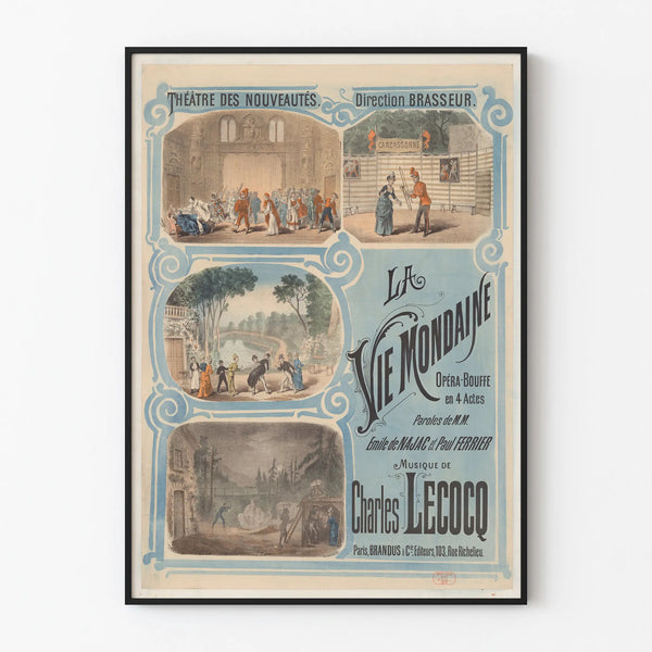 Theatre Poster of the Nouveautés - The Social Life, Opéra-Bouffe by Charles Lecocq